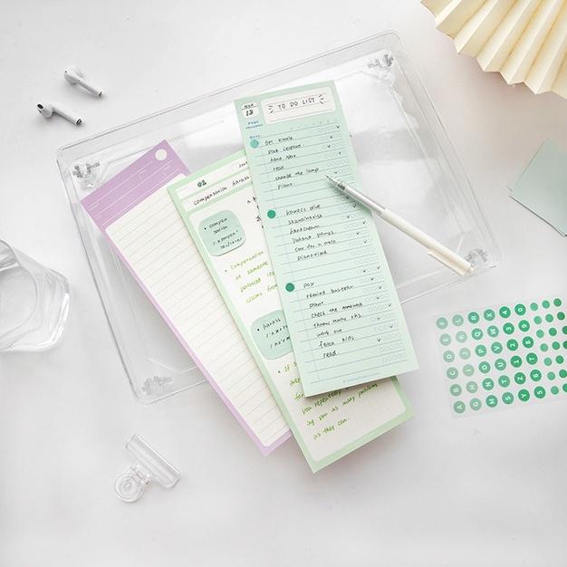 Giấy Note - Giấy Ghi Chú Kế Hoạch/ Tự Vựng/ Todo List Form Dài Màu Pastel Kèm Stickers