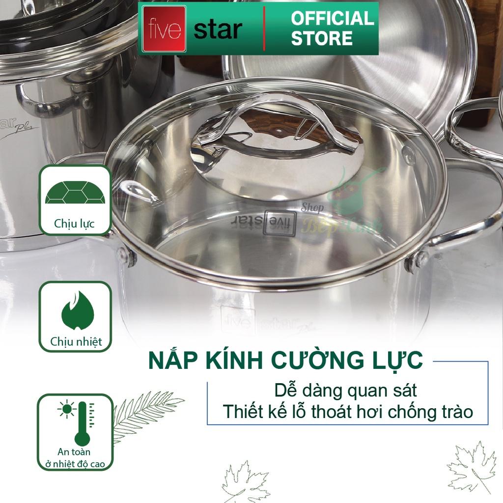 Bộ nồi chảo chống dính vân đá Fivestar Plus 6 món nắp kính , 3 đáy dùng được mọi bếp , tặng 1 vá canh