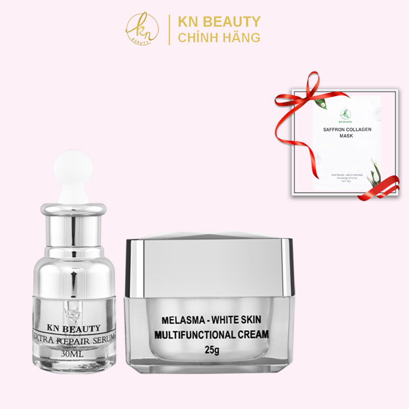 Bộ 2 sản phẩm Trắng Da Ngừa Nám KN Beauty chuyên sâu: Kem dưỡng 25g + Serum 30ml (Quà tặng Mặt Nạ)