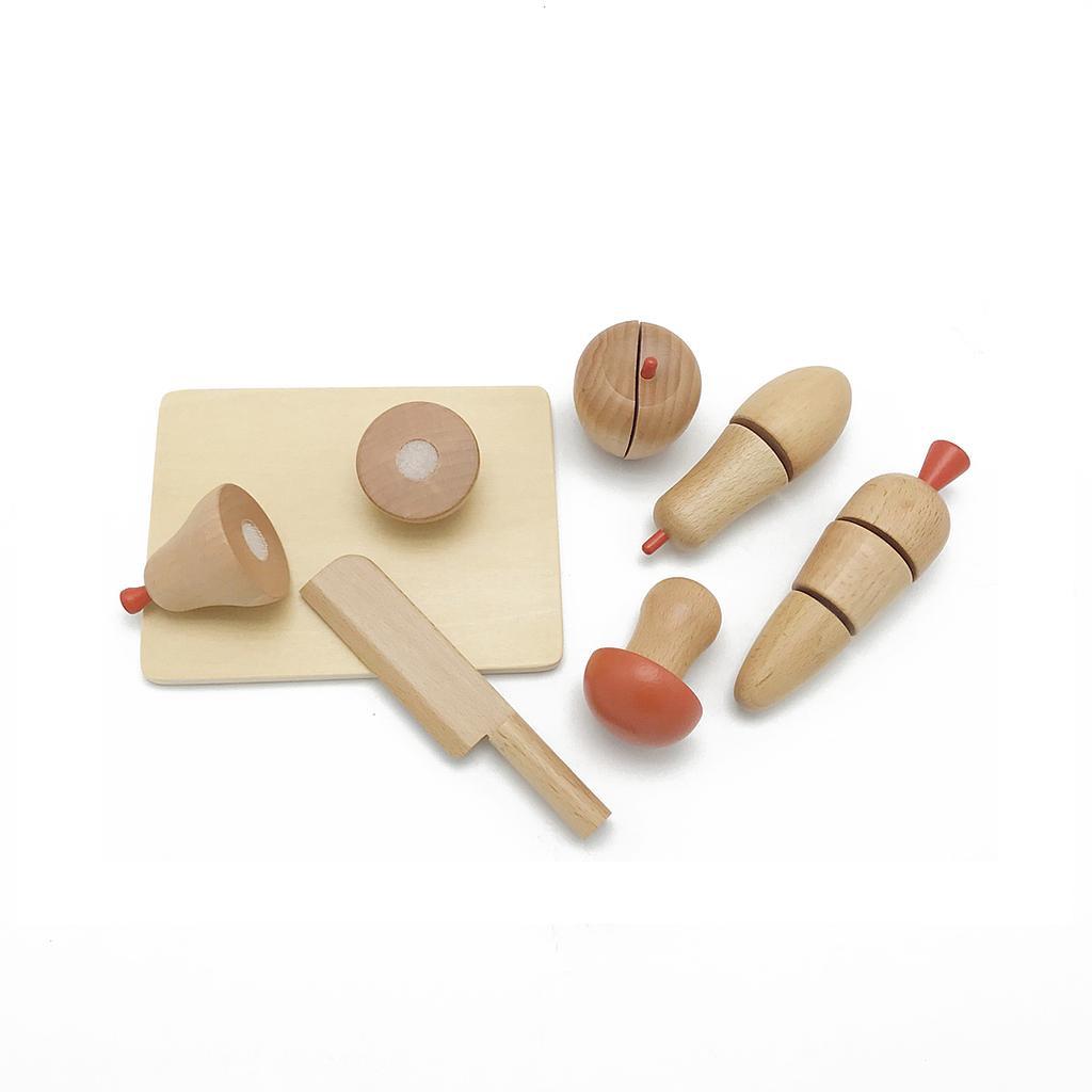 Đồ chơi trẻ em Oreka Montessori Bộ giáo cụ Thực hành thái với Hoa quả gỗ - 0250900