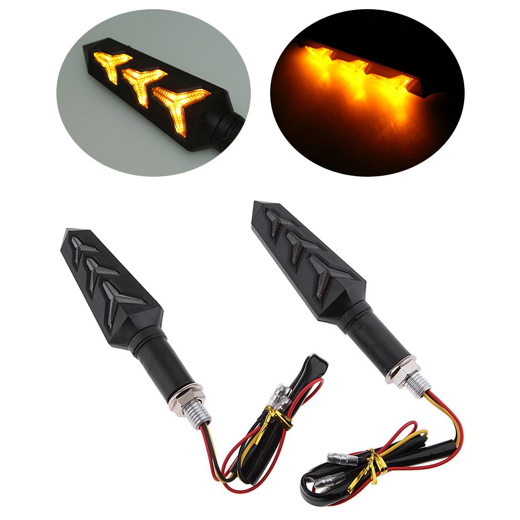 Pair Universal Motorcycle LED Amber Turn Signal Light Indicator Blinker Lamp