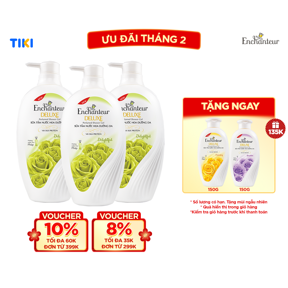 Combo 3 Sữa tắm hương nước hoa Enchanteur Delightful 650gr/ Chai