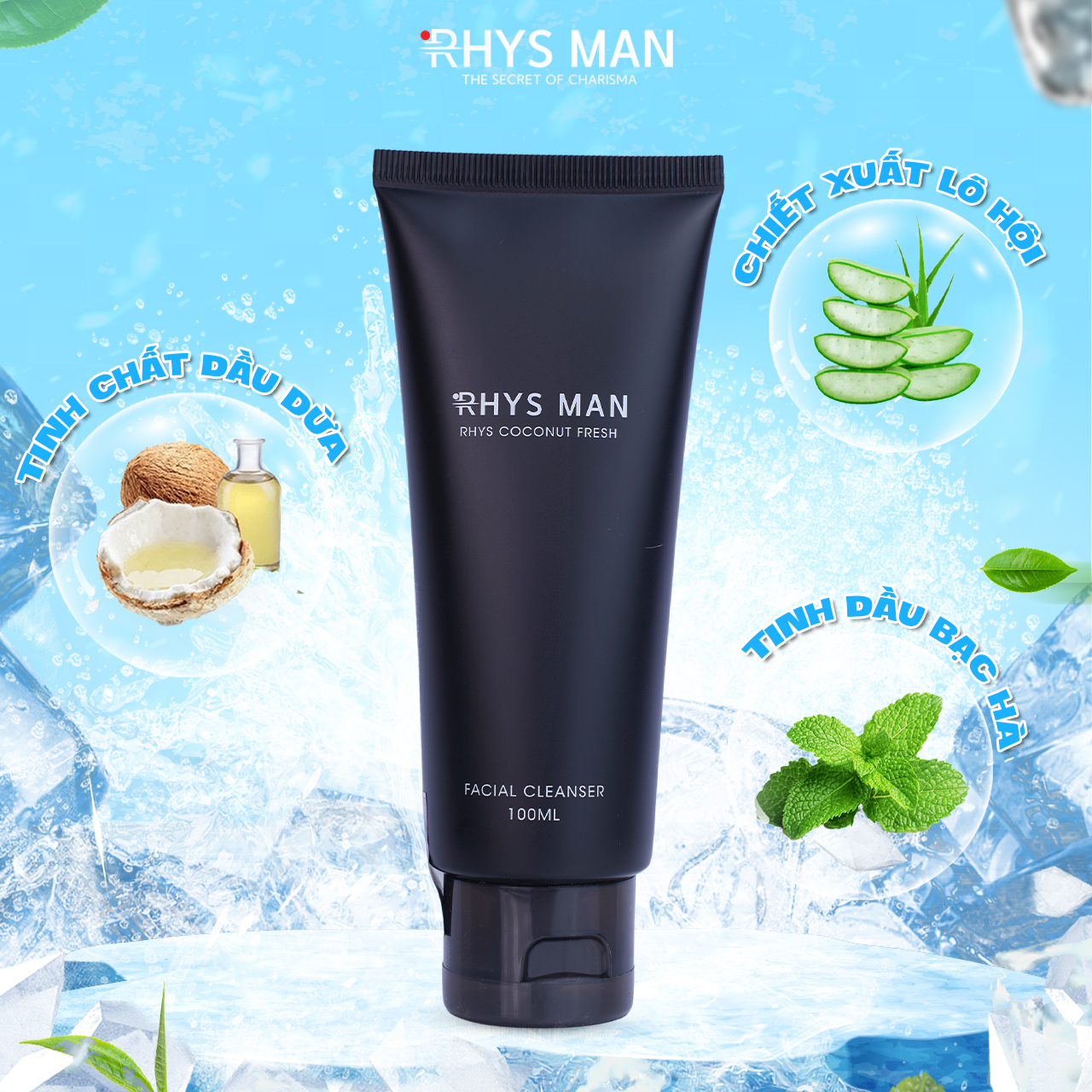 Combo Sữa rửa mặt nam Rhys Coconut Fresh 100ml & Dung dịch vệ sinh nam Rhys Ultimate 100ml - Hàng chính hãng