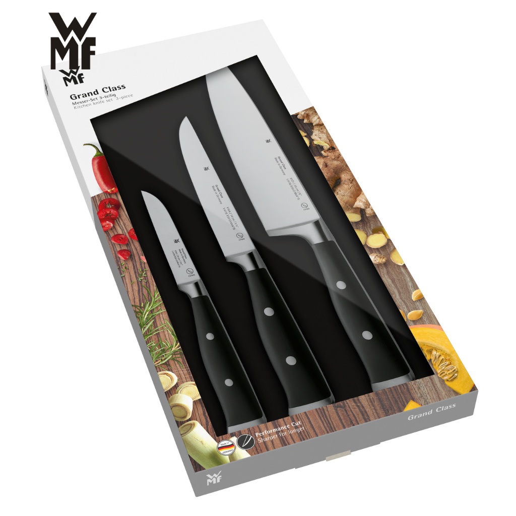 Bộ 3 Dao Nhà Bếp WMF GRAND CLASS OF KITCHEN KNIVES 3PC SET Lưỡi Làm Bằng Thép Không Gỉ Sắc Bén - 1894929992