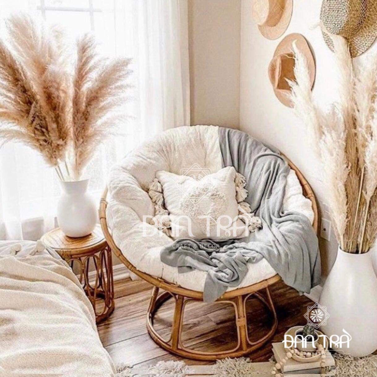 Ghế Mây Lười Đọc Sách- Ghế Mây Papasan 1M2 Kèm Nệm Nhung Cao Cấp To Thoải Mái -Ghế Mây Lười Thư Giãn Đan Trà- Ghế Mây Thư Giãn Đọc Sách- Nội Thất Mây Tre Đan Trà