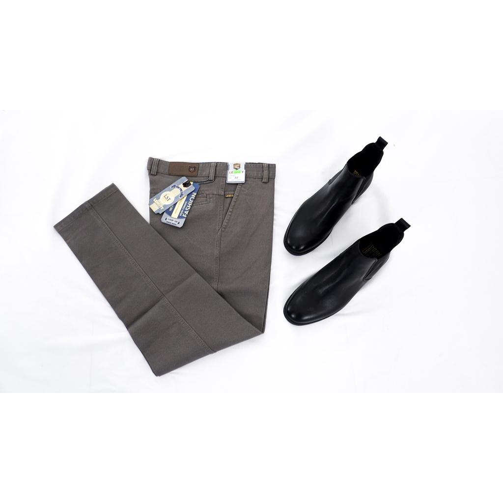 Quần Kaki Cao Cấp Phong Cách Công Sở LENCITY Cotton Thoải Mái Co Giãn Siêu Nhẹ Dáng Âu Nam Xám Xi Măng 1257LTC3