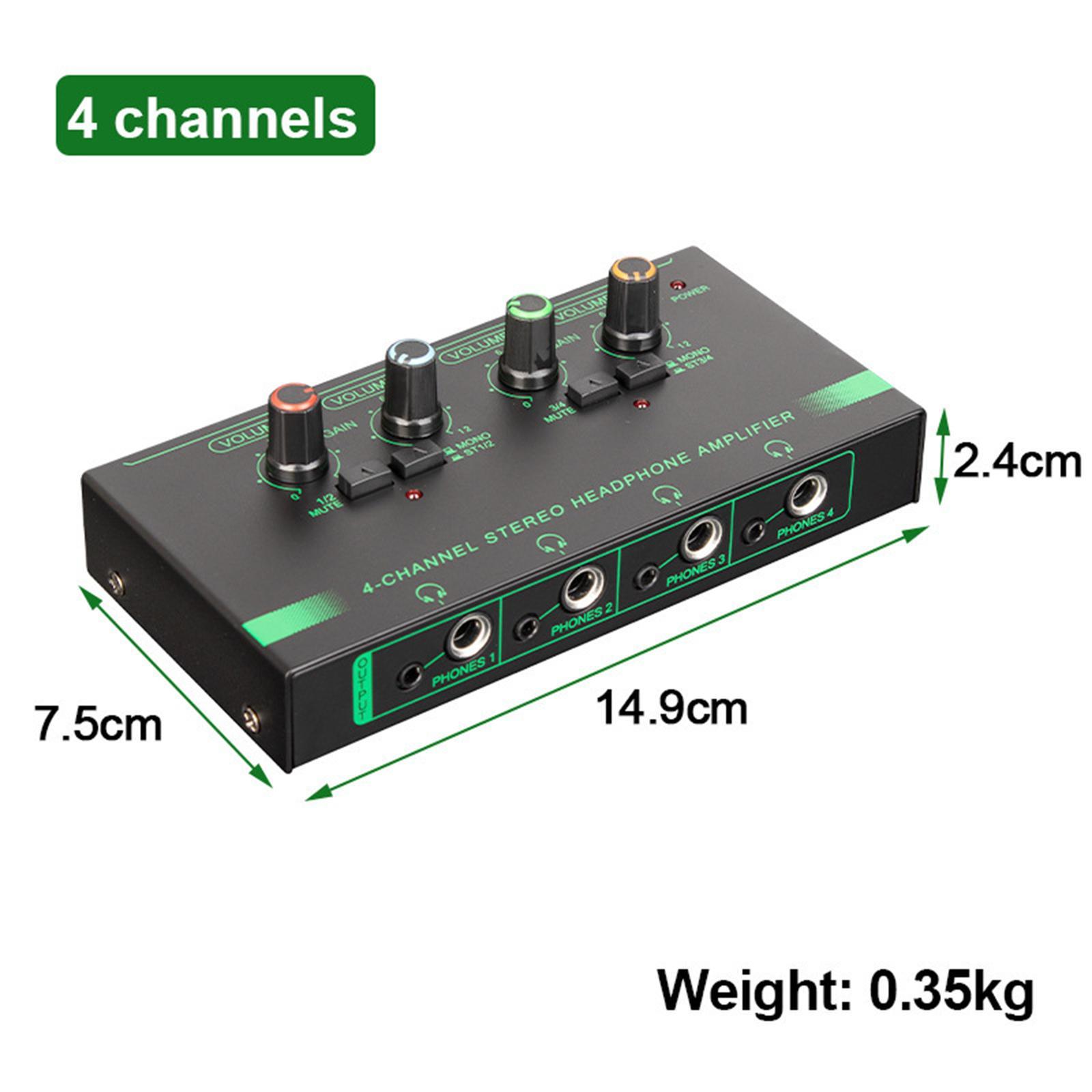 4 Channels Headphone Power Amplifier Multi Channel Headphone Splitter 5V 8 Headphone Jacks Metal Stereo Audio Amplifier for Mixer