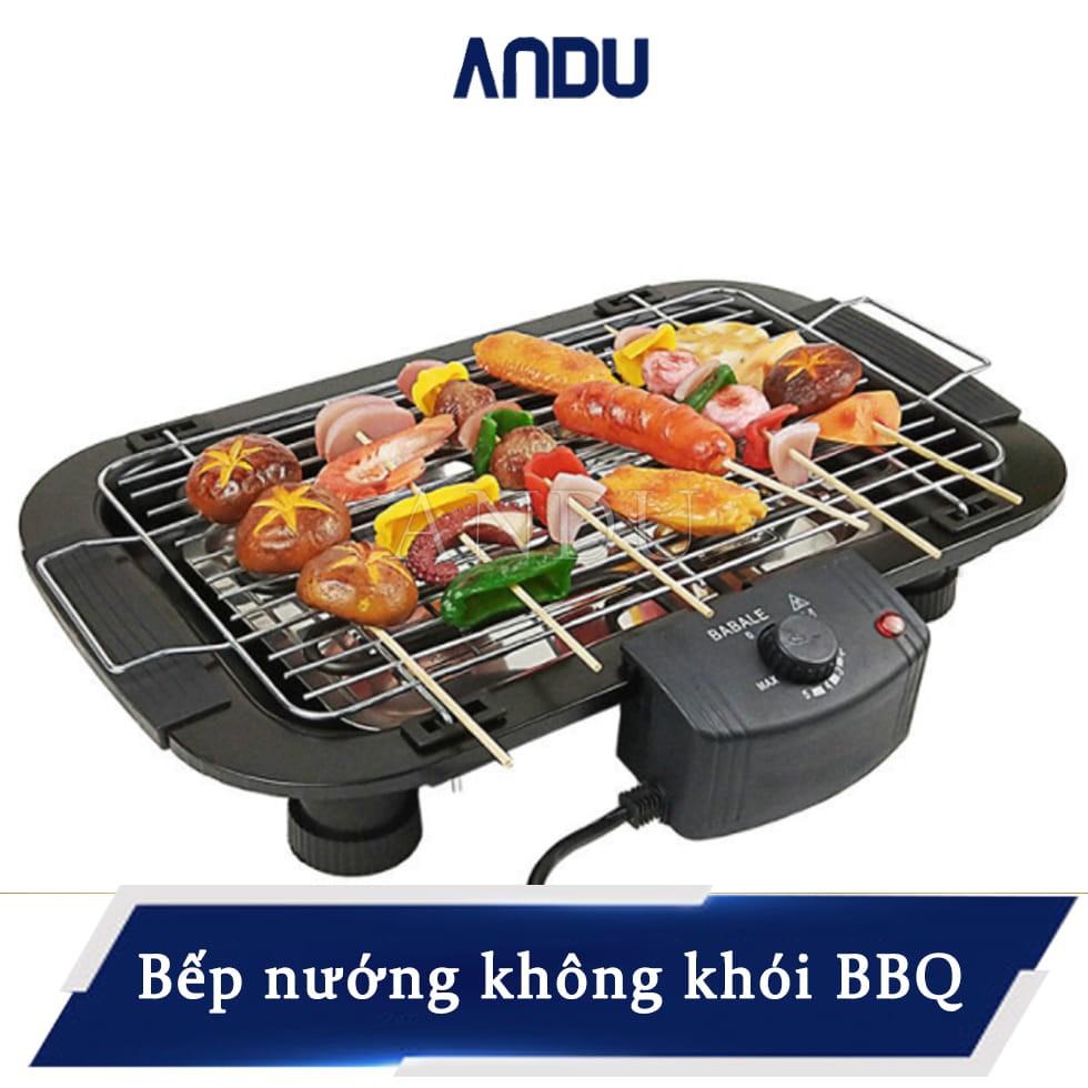 Bếp nướng điện không khói BBQ có khay đựng dầu mỡ, Bếp nướng mini tháo lắp dễ dàng, an toàn, tiện lợi