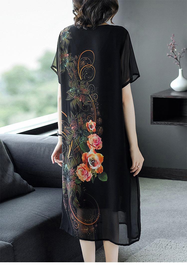 ĐẦM BIGSIZE CỔ TRÒN IN HOA HỒNG