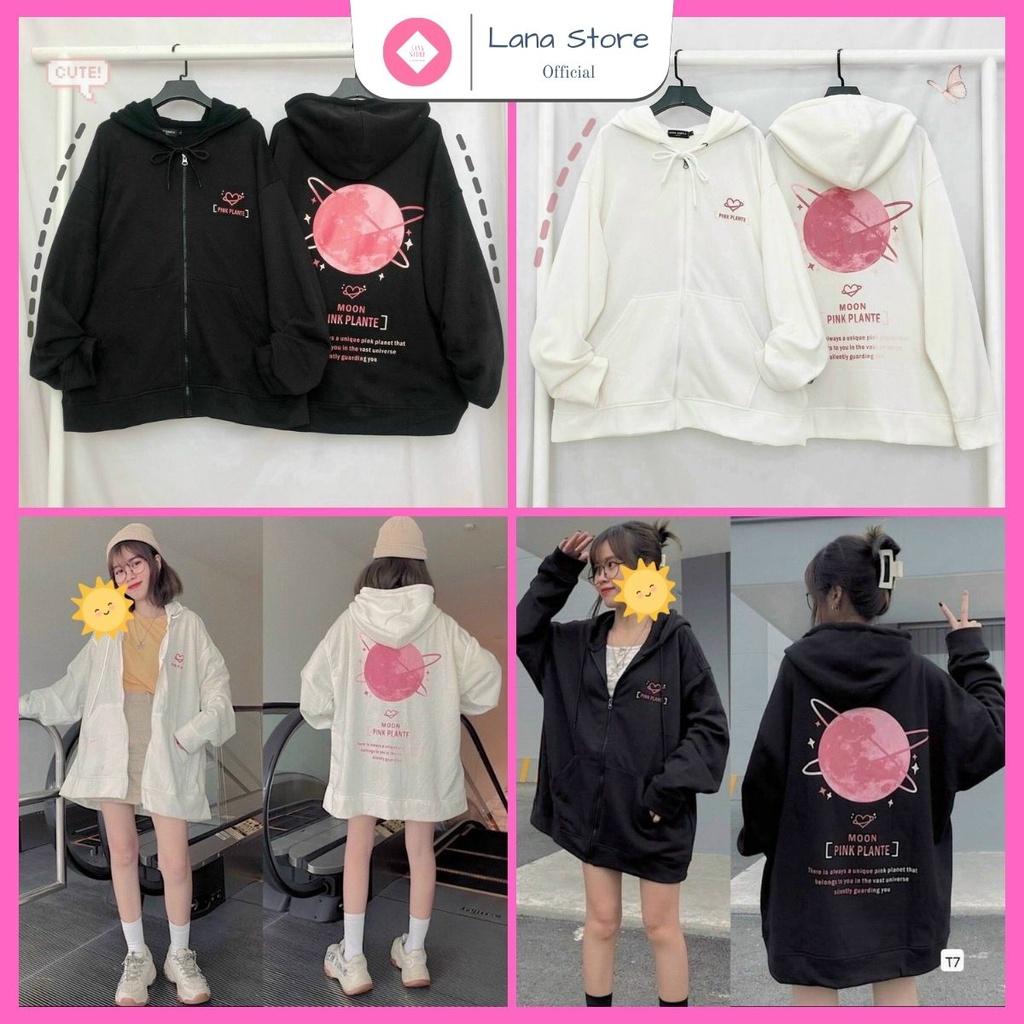 Áo Khoác Nỉ Hoodie Zip Moon Pink Siêu Hot Form Unisex In Đẹp