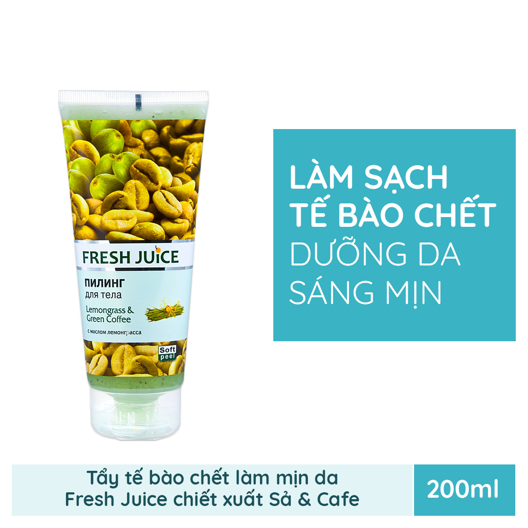 Tẩy tế bào chết cơ thể chiết xuất sả và cà phê xanh Fresh Juice body peeling lemongrass &amp; green coffee 200ml