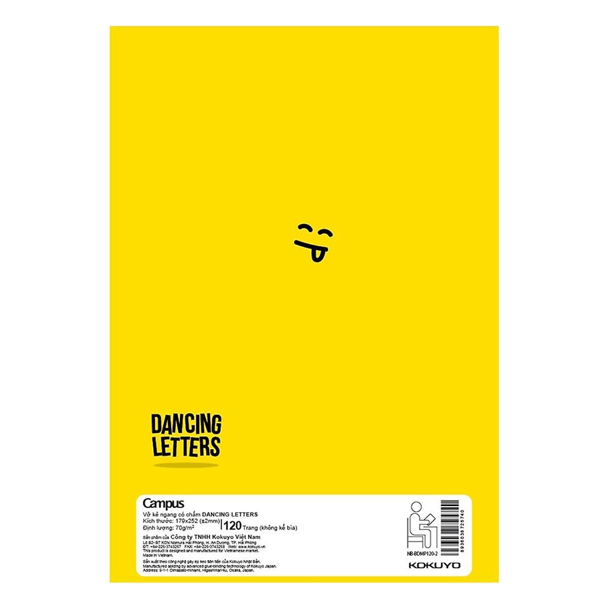 Vở Dancing Letters - B5 Kẻ Ngang Có Chấm 120 Trang ĐL 70g/m2 - Campus NB-BDMP120 (Mẫu Màu Giao Ngẫu Nhiên)