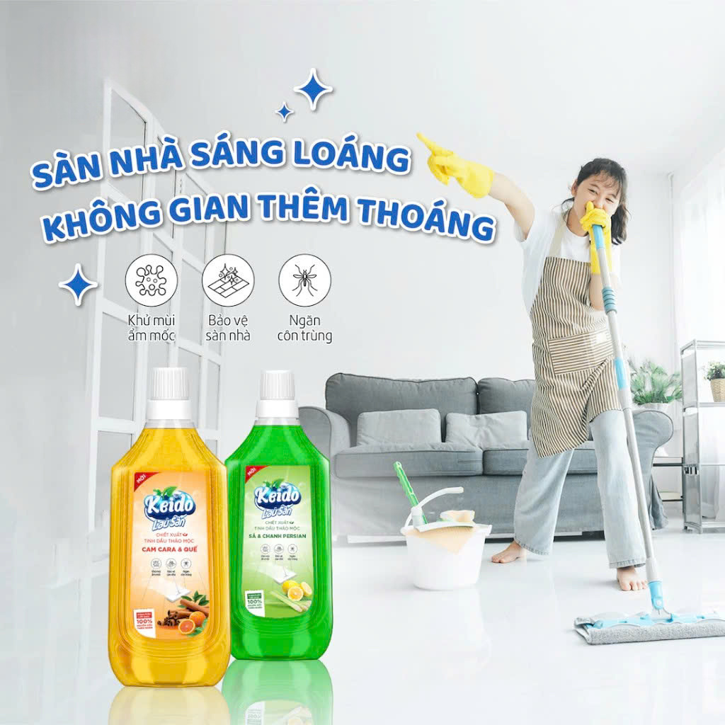 Nước Lau Sàn Gốc Thực Vật TD CAM QUẾ Đuổi Muỗi và Côn Trùng (Thuộc nhóm Sản phẩm Lành tính) Can 1 lít