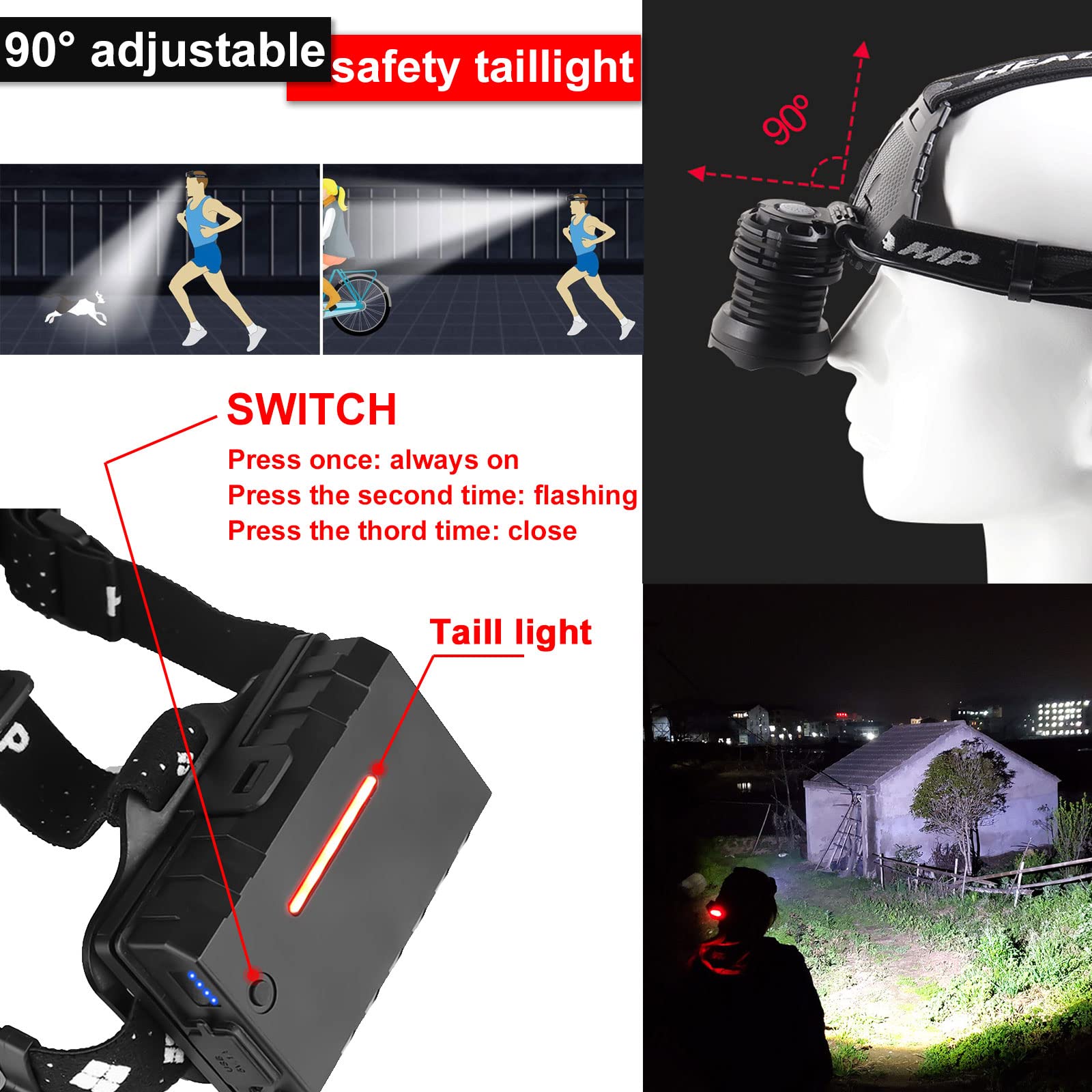 Đèn pin sạc choàng đầu siêu sáng TERINO K70A - Hàng chính hãng