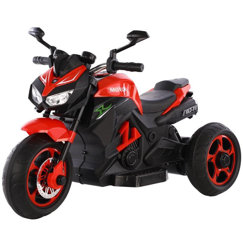 Xe máy điện moto 3 bánh trẻ em XBLD 918 đồ chơi vận động cho bé (Đỏ-Trắng-Xanh)