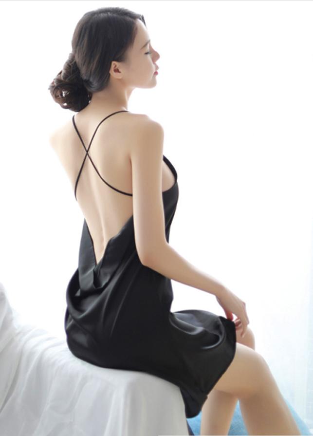 Đồ ngủ nữ Sexy Satin hai dây hở lưng cao cấp AN08 Phú Đạt. Tặng 3 mặt nạ 30k