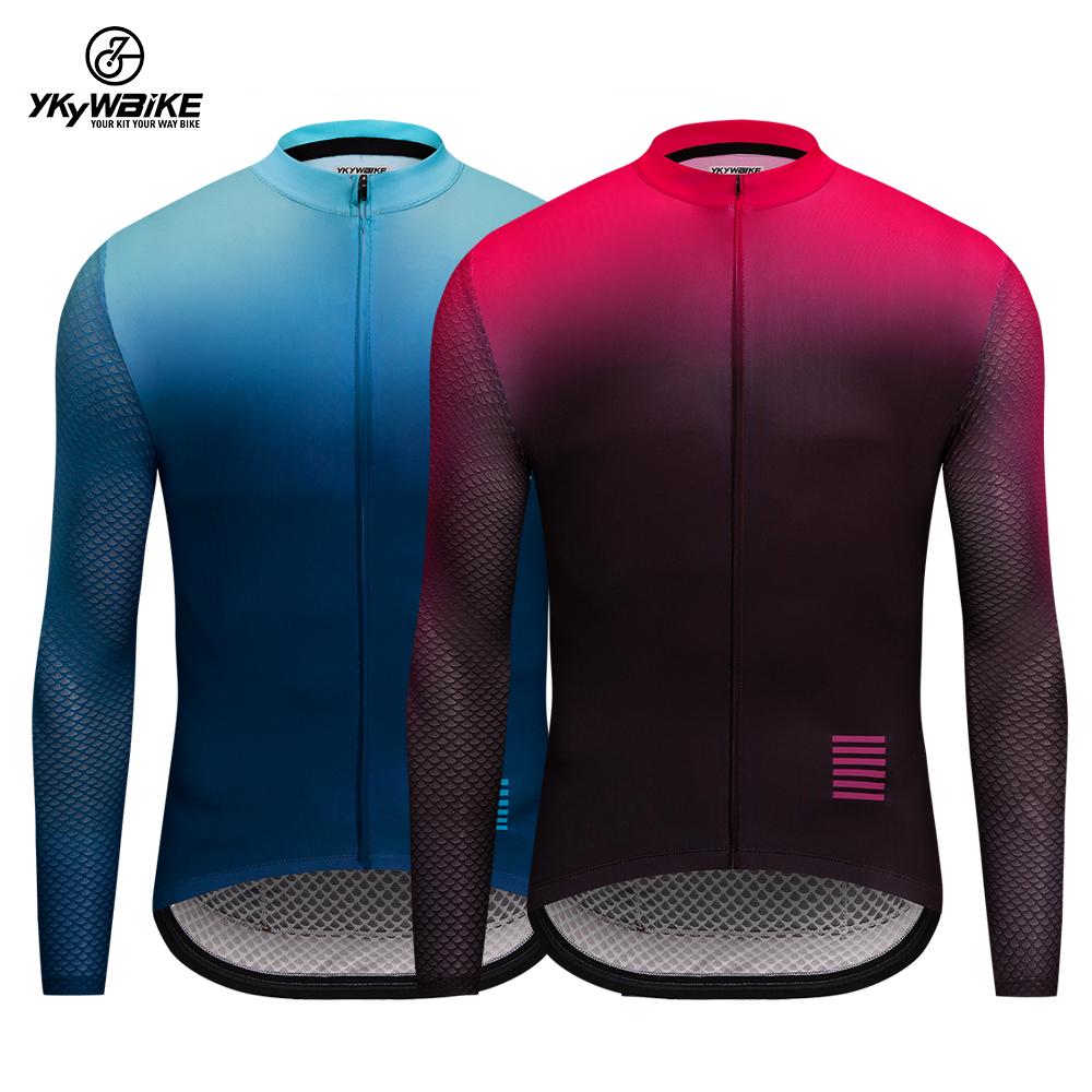 Ykywbike Pro Cycling Jersey Xe đạp Quần áo thể thao MTB quần áo dài tay Color: YLJZ014 Blue Size: Asia M