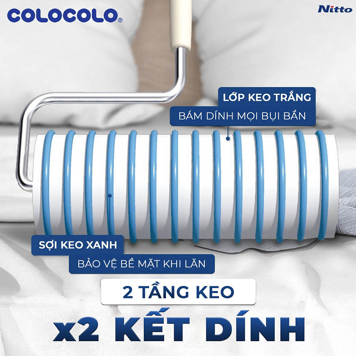 Cây lăn bụi sàn nhà cán ngắn COLOCOLO Nhật Bản -C2560