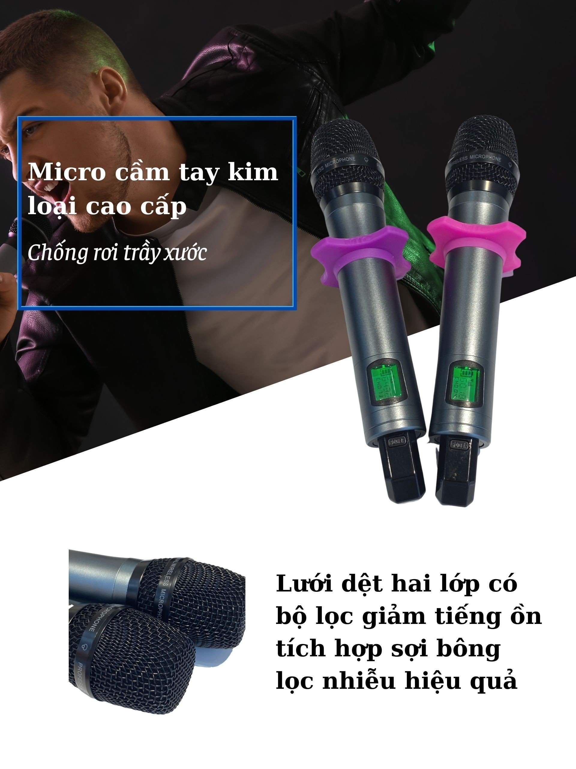 Micro Karaoke Không Dây MTMax UGX79PRO – Kèm 2 Micro Không Dây Hiện Đại Bắt Giọng Chống Hú Nhẹ Và Tốt hàng chính hãng