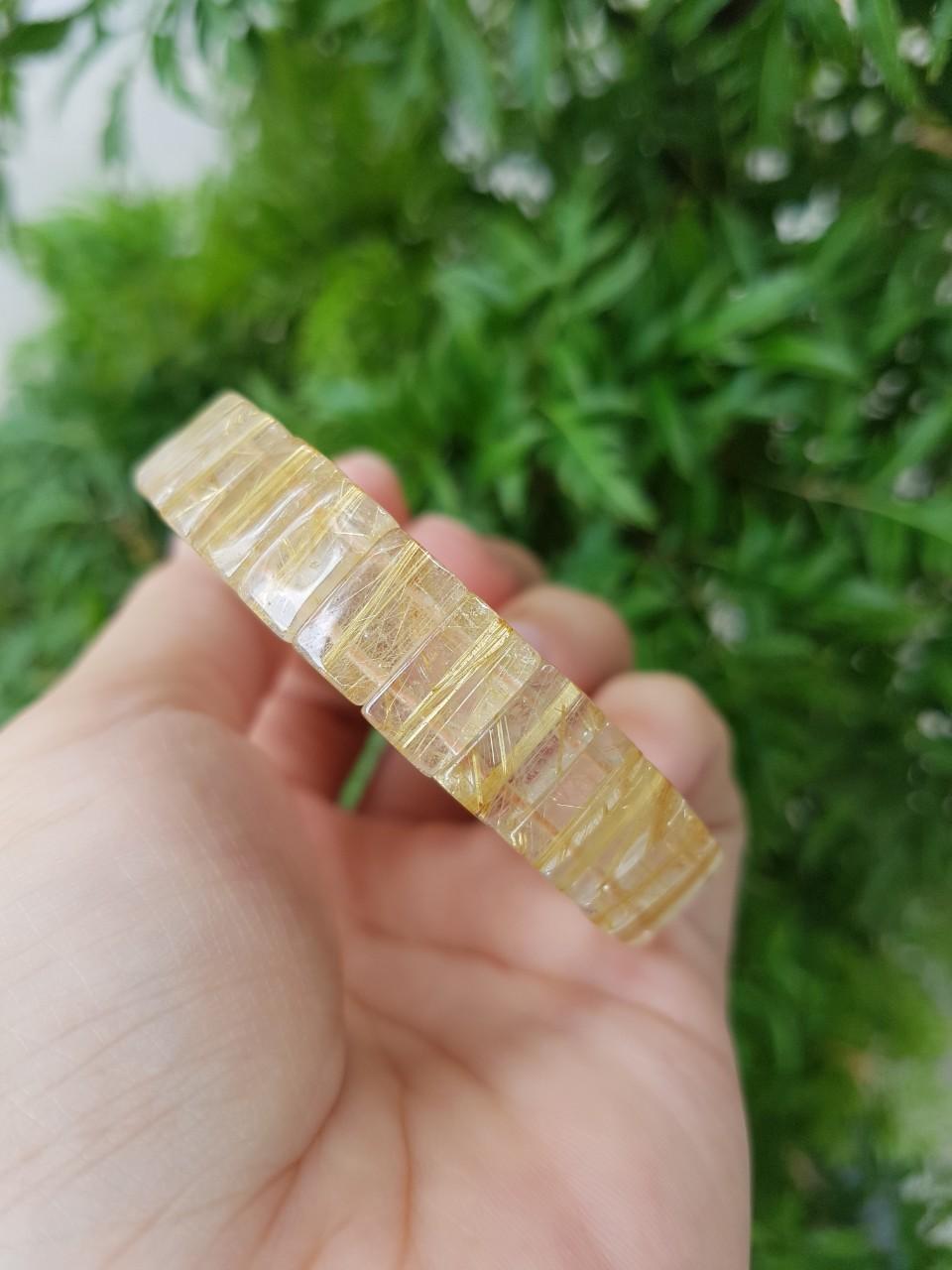 Vòng thạch anh tóc vàng bản vuông, đồng trục