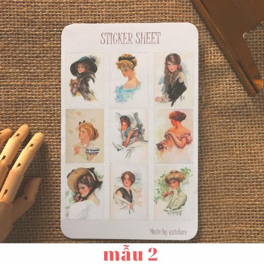 Hình ảnh sticker sheet vintage women - sticker dán, trang trí sổ nhật kí, sổ tay - uni030