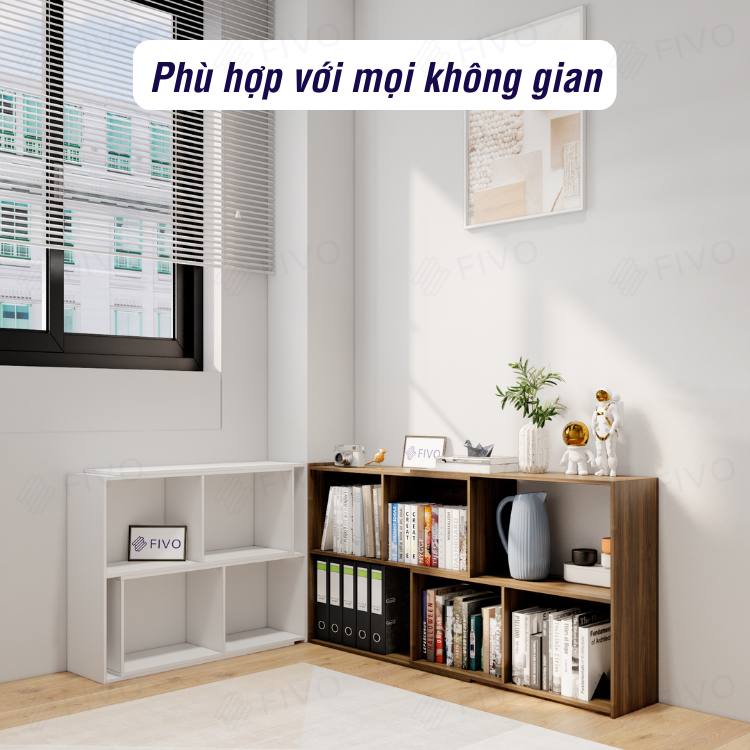 Kệ Sách Để Sàn Trang Trí Thông Minh FIVO FB72 Màu Nâu, Thiết Kế Hiện Đại 2IN1 Đóng Mở Tùy Thích, Tiết Kiệm Diện Tích - Hàng Chính Hãng