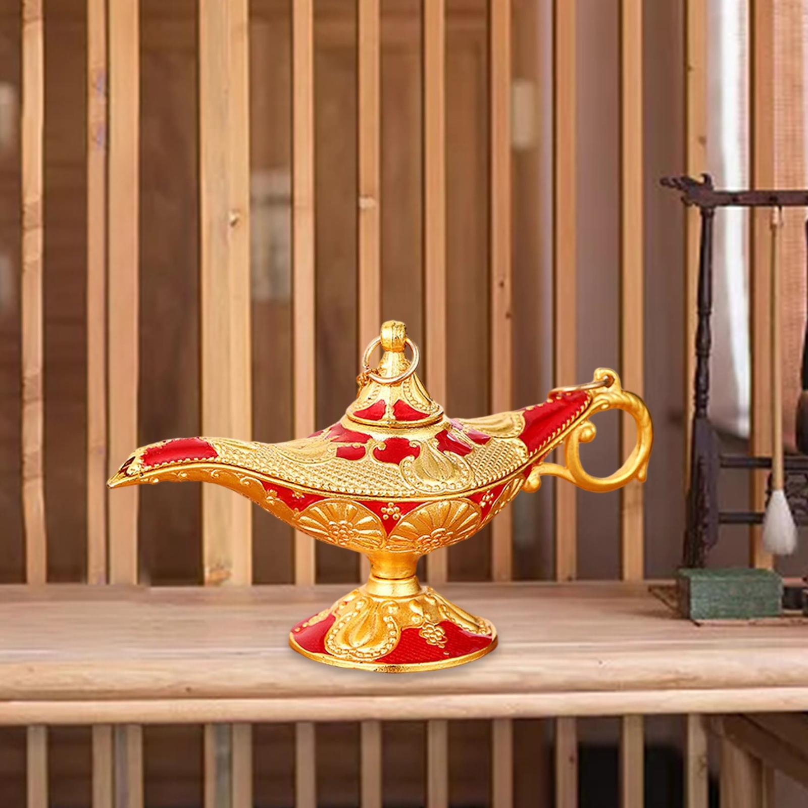2xAladdin Lamp Genie Costume Light Art Craft Classic Luxury Ornament Decor Gold Red