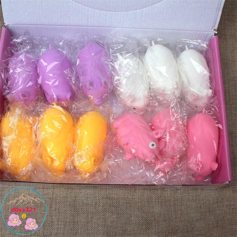 Squishy HEO HỒNG heo xám heo đen heo vàng heo trắng heo tím mềm mịn dễ thương chân thực giảm stress co dãn đàn h