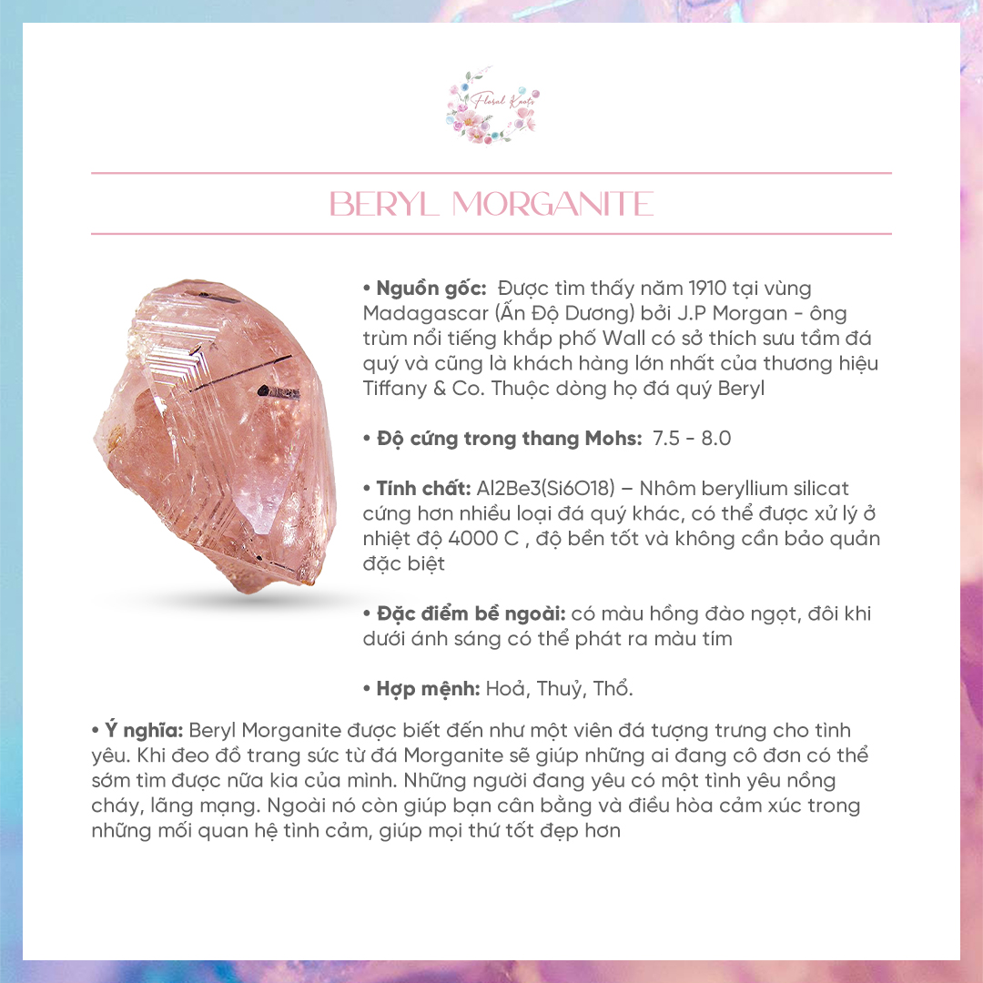 Vòng Đeo Tay Singapore Đá Thạch Anh Cầu Vòng Pastel Floral Knots