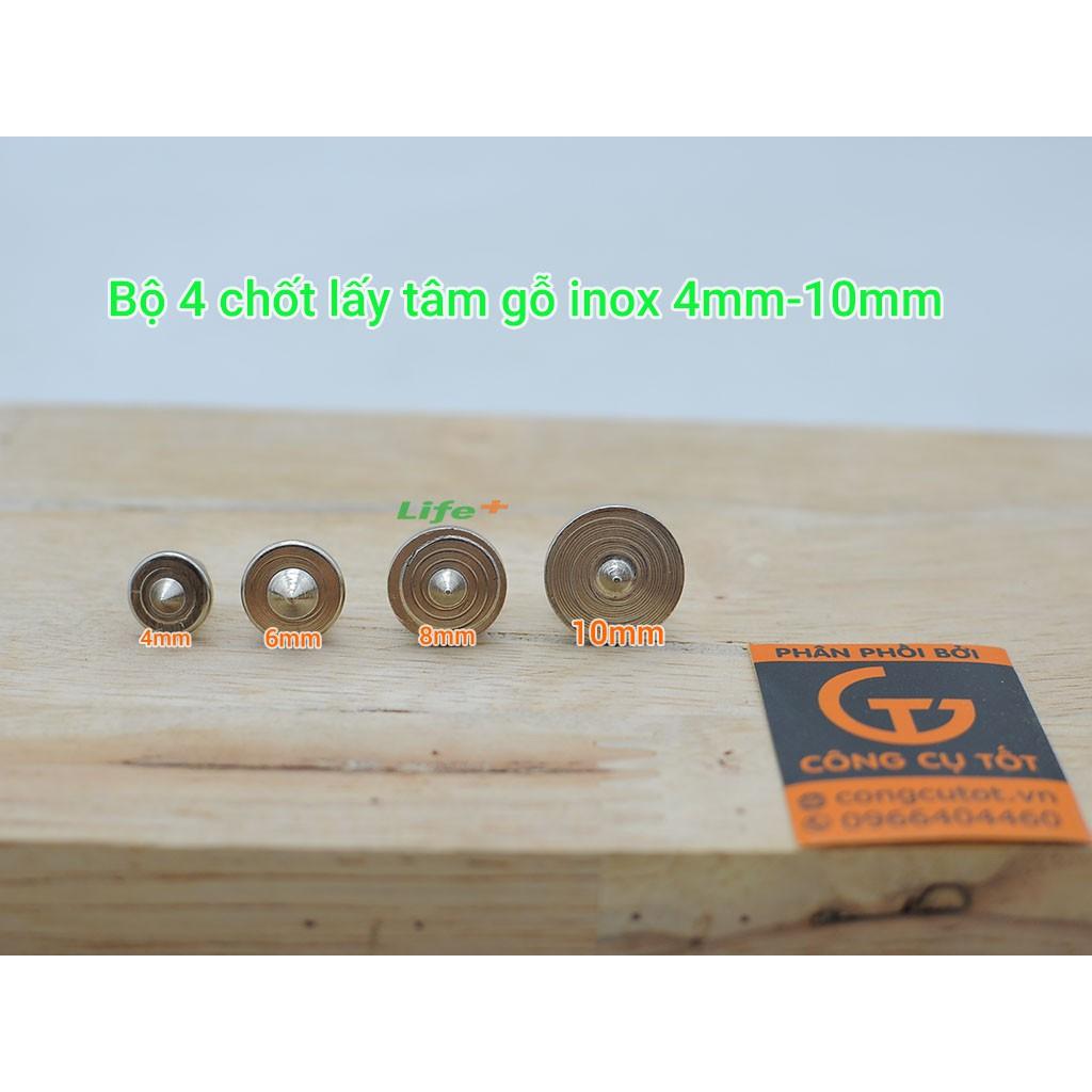 Bộ chốt lấy tâm gỗ gồm 4 chốt cỡ từ 4mm-10mm