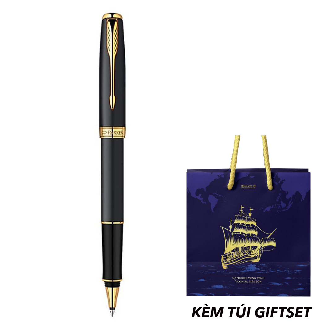 Bút Ký Dạ Bi Chính Hãng Parker Sonnet Matte Black Lacquerd Kèm Túi Giftset B&amp;J  Cao Cấp Dành Cho Doanh Nhân, Khẳng Định  Đẳng Cấp Cá Nhân