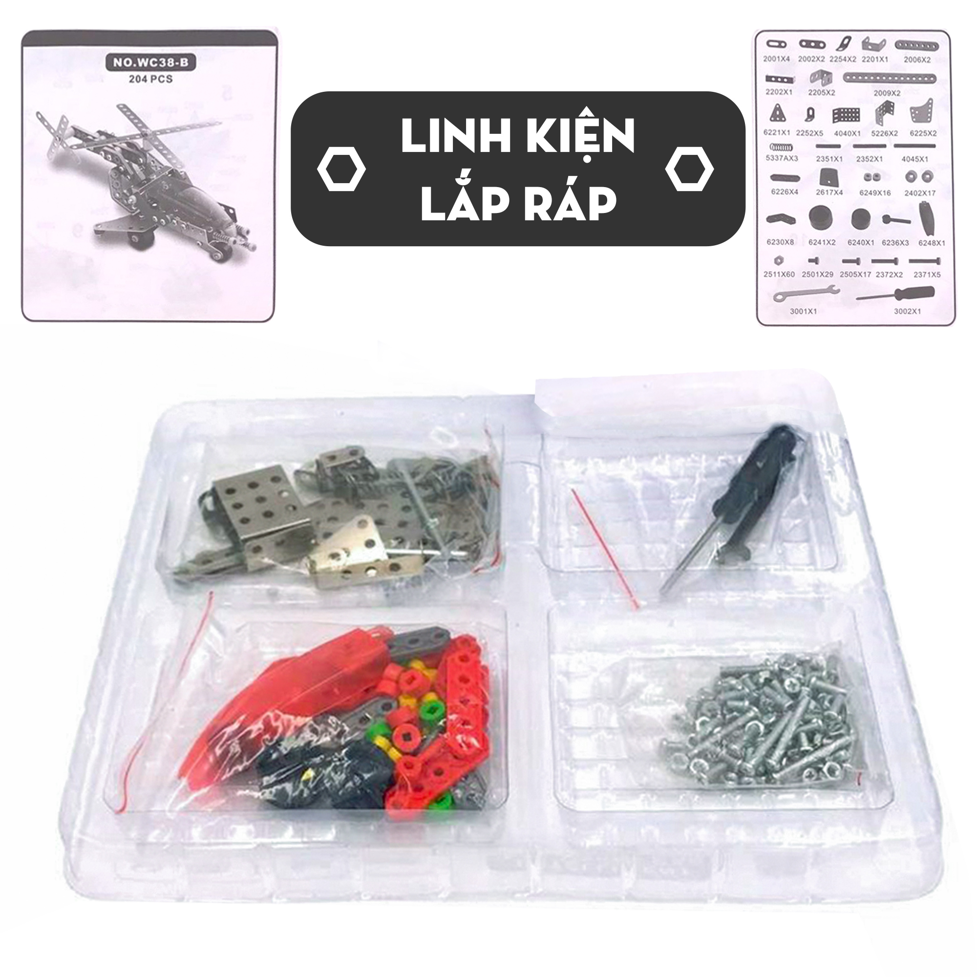 ĐỒ CHƠI THÔNG MINH LẮP RÁP MÔ HÌNH MÁY BAY TRỰC THĂNG 204 CHI TIẾT WC38-B