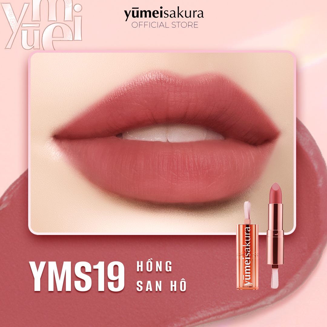 Son Thỏi Màu Hồng San Hô Lì Mịn Siêu Dưỡng Yumeisakura Chotto Matte Sweetie Coral Pink YMS19 3.5g