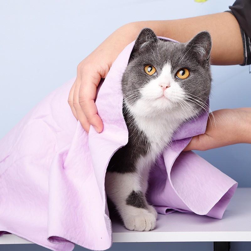 Khăn tắm da hươu siêu thấm nước cho thú cưng, khăn tắm cho chó, đồ cho chó, đồ cho mèo
