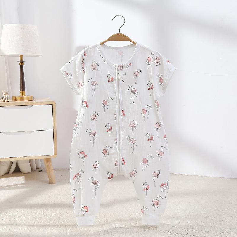 Túi Ngủ Cho Bé Đôi Gạc Cotton Nguyên Chất Nữ Tay Ngắn Mùa Xuân Trẻ Em Mùa Hè Bộ Đồ Ngủ Trẻ Em Bé Trai Bé Gái Nighty Quần Áo 0-4T