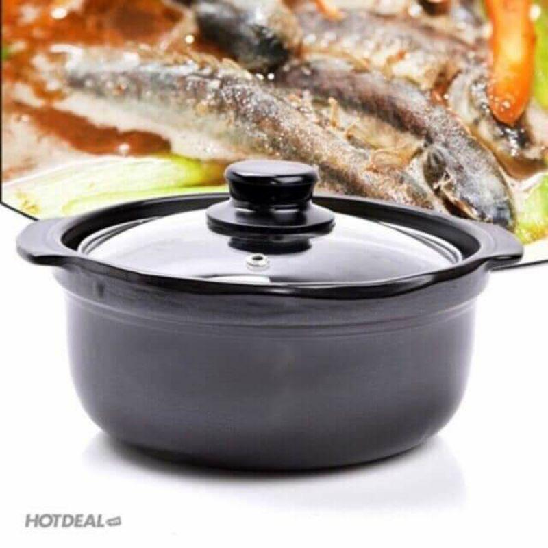 Nồi Đất Kiểu Hàn Quốc Chịu Nhiệt Cao Tráng Men Chống Dính, Kho Thịt Cá /Kho Tộ Nấu Mì Cay Đủ Cỡ - loại đẹp