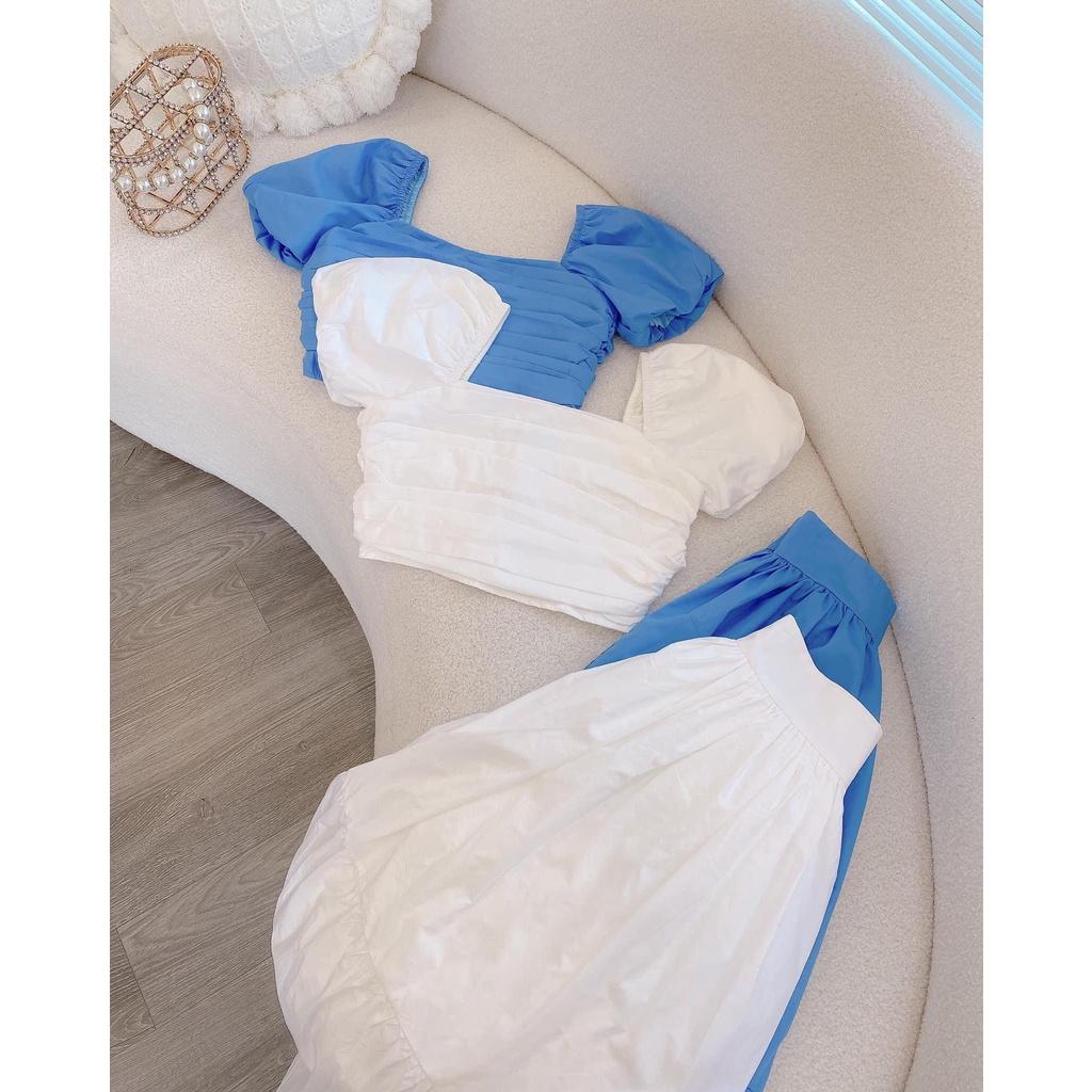 ĐẦM MAXI ÁO ÔM CROPTOP TAY NGẮN PHỐI VÁY DÀI CỰC XINH, ĐI DU LỊCH DẠO BIỂN LÀ BAO ĐẸP LUN MẤY NÀNG ƠI