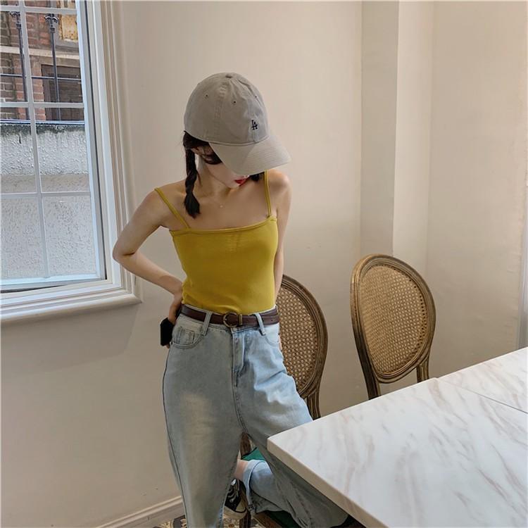 Áo hai dây sợi bún 1cm croptop CRA018 màu TÍM/ĐEN/TRẮNG