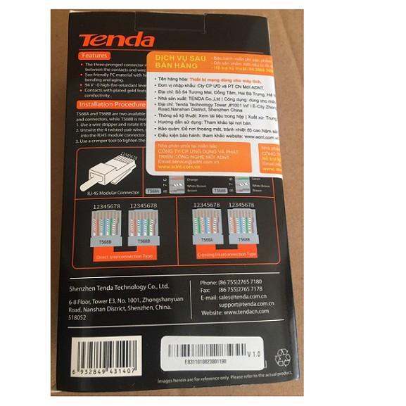 Đầu RJ45 CAT5e Ten da TEH5E010 Hộp 100 Hạt - Hàng chính hãng