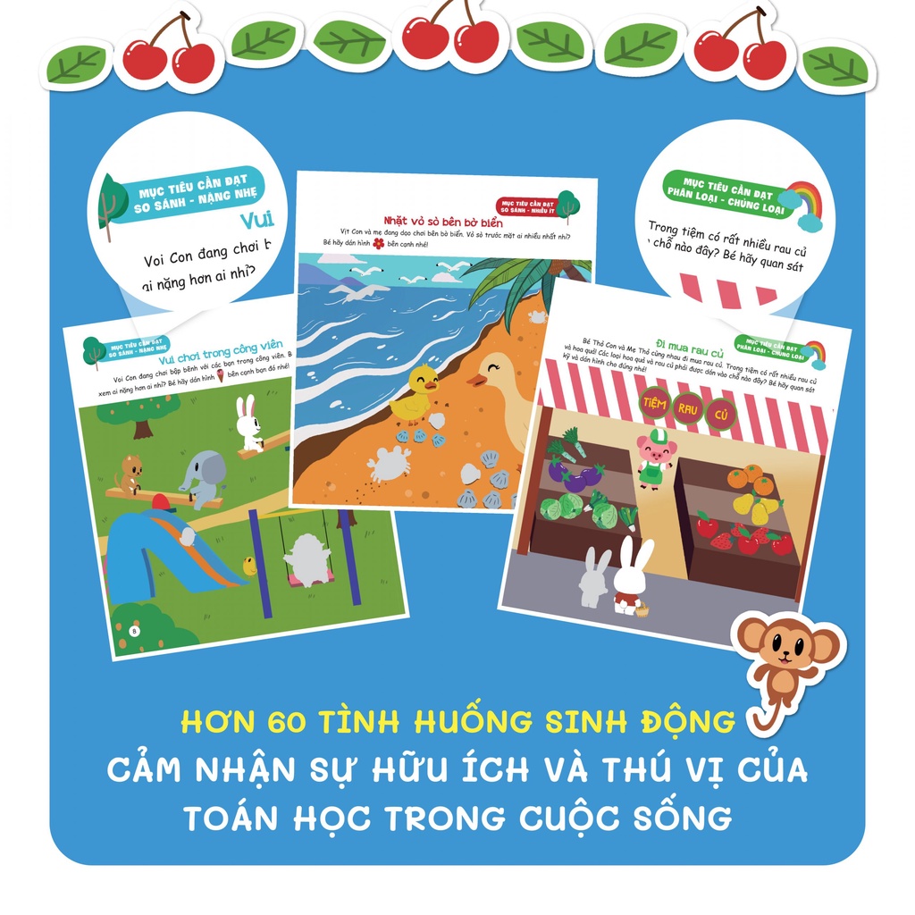 Bộ 6 Cuốn Sách Sticker Bóc Dán - Bé Vui Học Toán - Cùng Động Tay Động Não Nào ( 3-12 Tuổi )