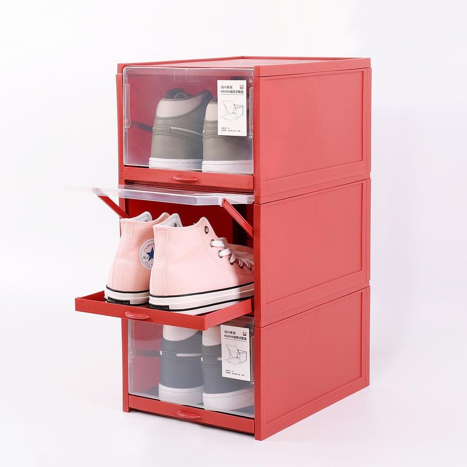[10 HỘP TẶNG 1] hộp đựng giày thiết kế ngăn kéo trượt nắp trong suốt , tủ đựng giày có thể xếp chồng size lớn có lỗ thoáng khí