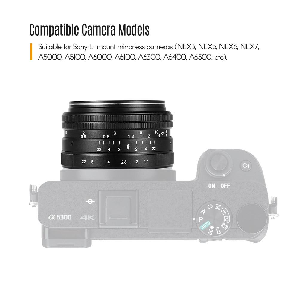 35mm f/1.7 Manual Focus Mirrorless Lens Prime Lens Large Aperture for Portrait Humanistic Street Photography for Sony E