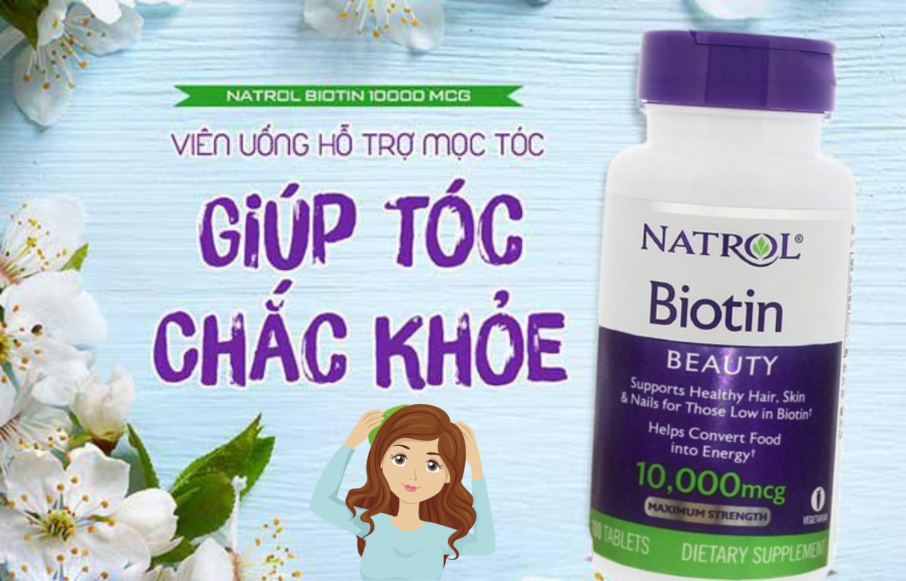 Hỗ trợ mọc tóc Natrol Biotin Beauty giúp tóc mọc nhanh dài, dày hơn, làn da rạng rỡ và móng tay chắc khỏe - Massel Official