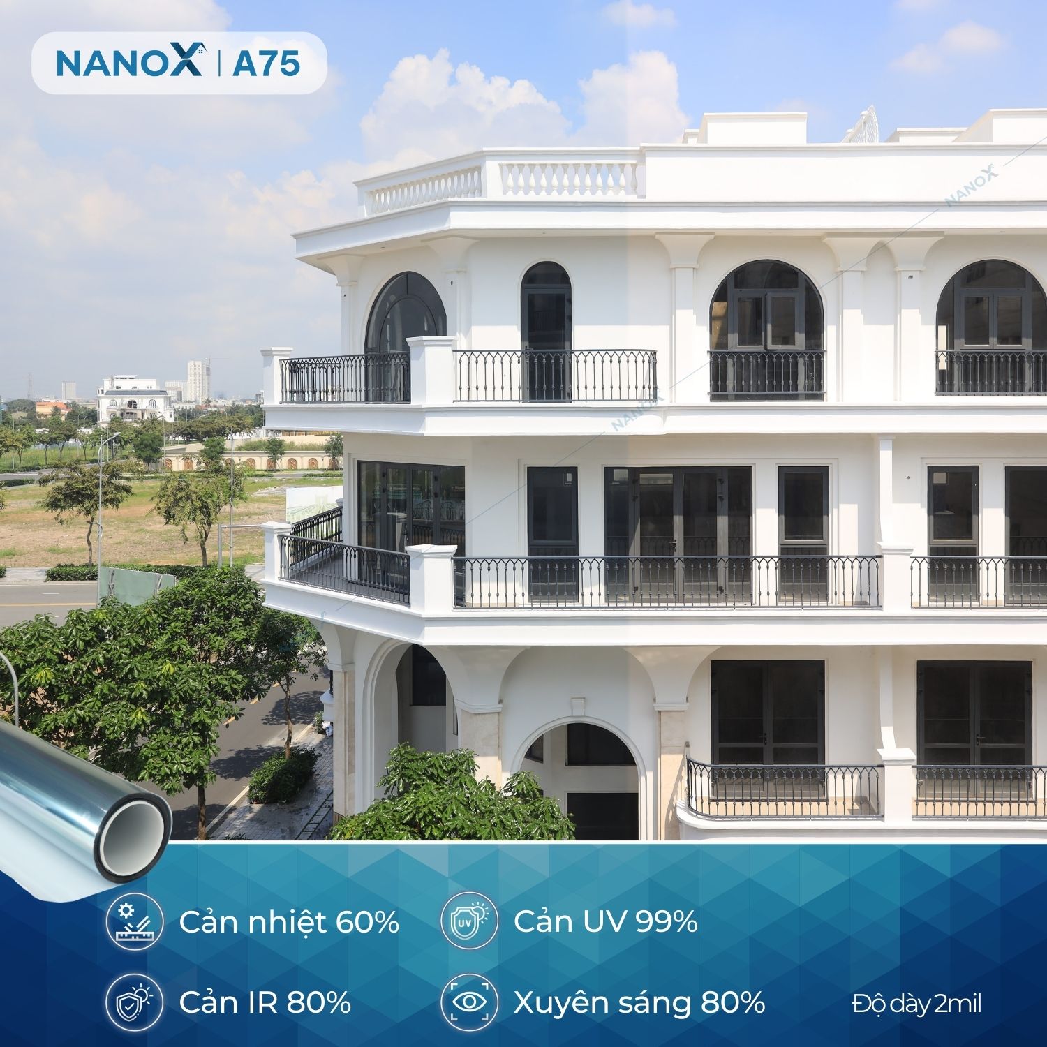 Phim cách nhiệt kính lái ô tô chống nắng nóng, giảm chói, tầm nhìn sáng rõ NanoX