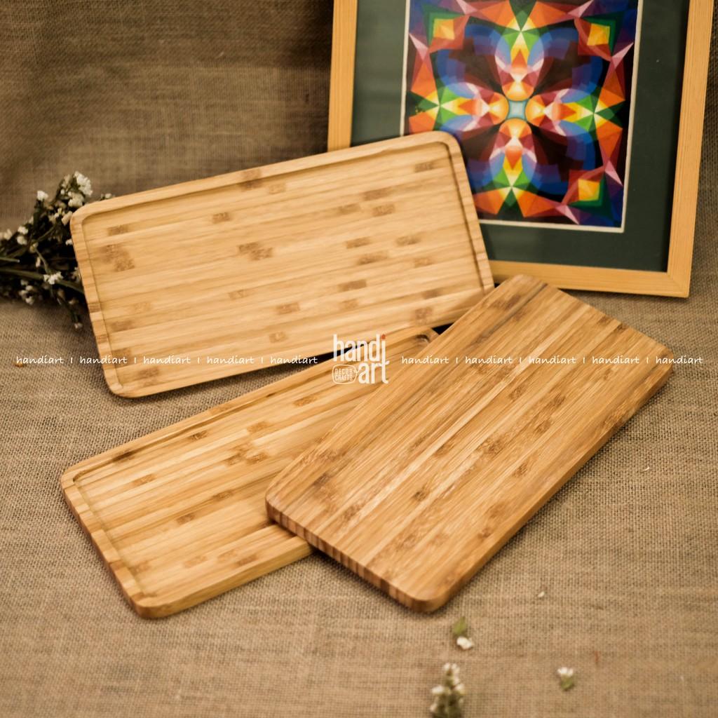 Khay gỗ tre chữ nhật - Khay gỗ tre decor - Bamboo wood tray