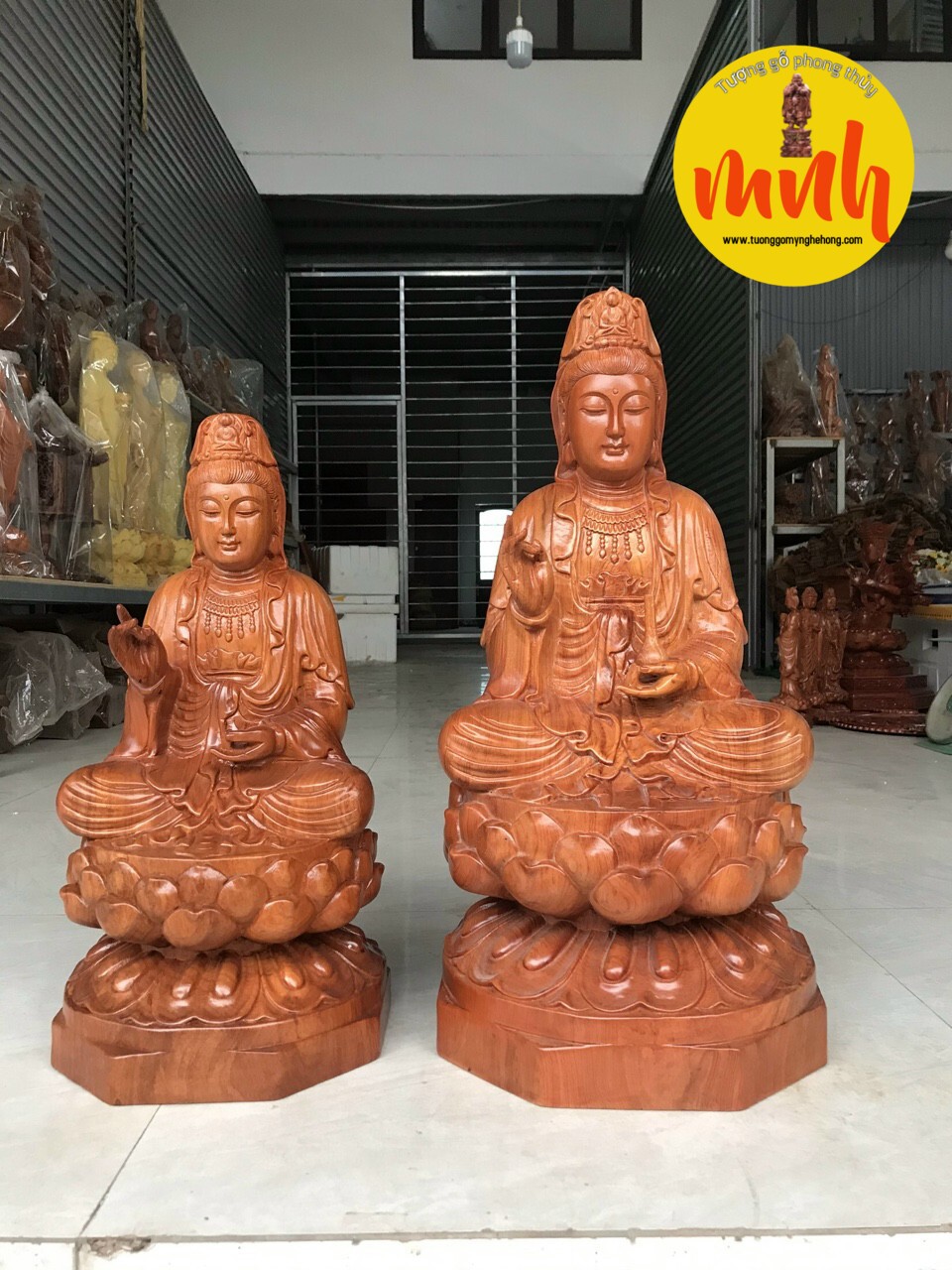 Tượng Gỗ Điêu Khắc Mẹ Quan Âm Kích Thước Cao 30cm, 40cm, 50cm, 60cm