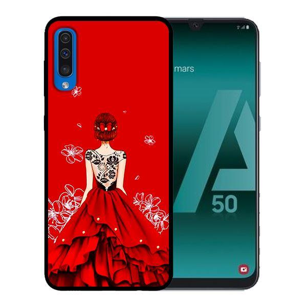 Ốp lưng cho Samsung A50 Cô gái đầm đỏ - Hàng chính hãng