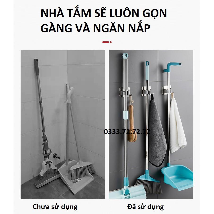 Móc treo nhà tắm chất liệu INOX 304 móc chổi, búi rửa bát, bàn chải... có keo dính và ốc vít