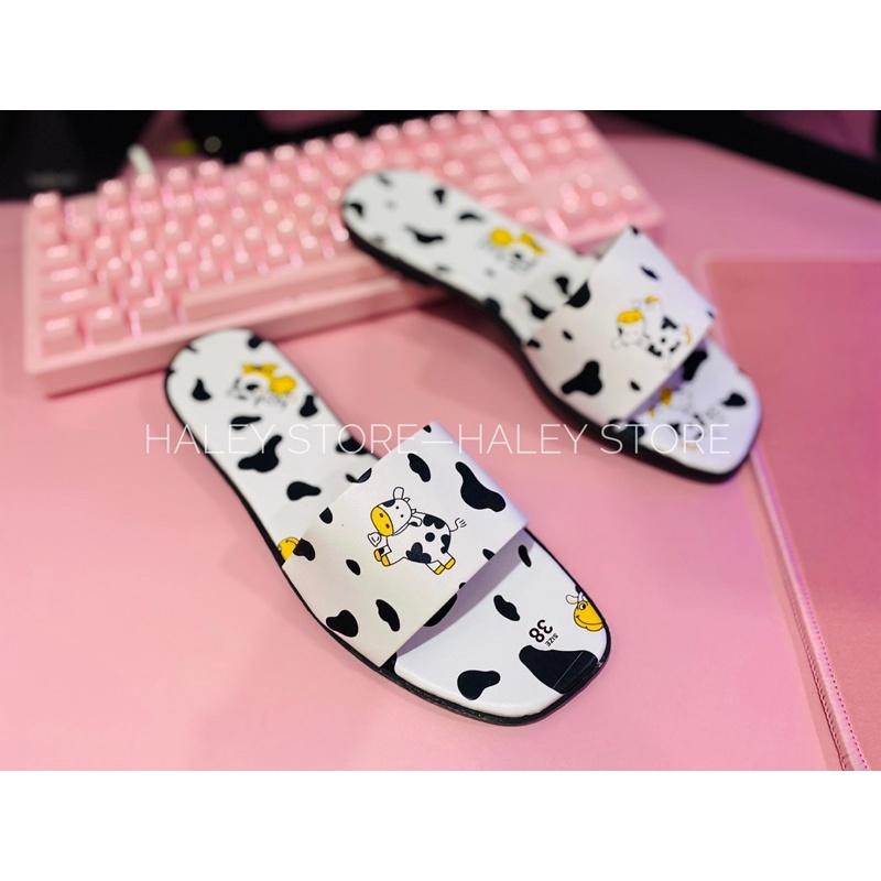 Dép nữ đế bệt quai ngang màu bò sữa siêu hot mùa hè 2021 HALEY STORE