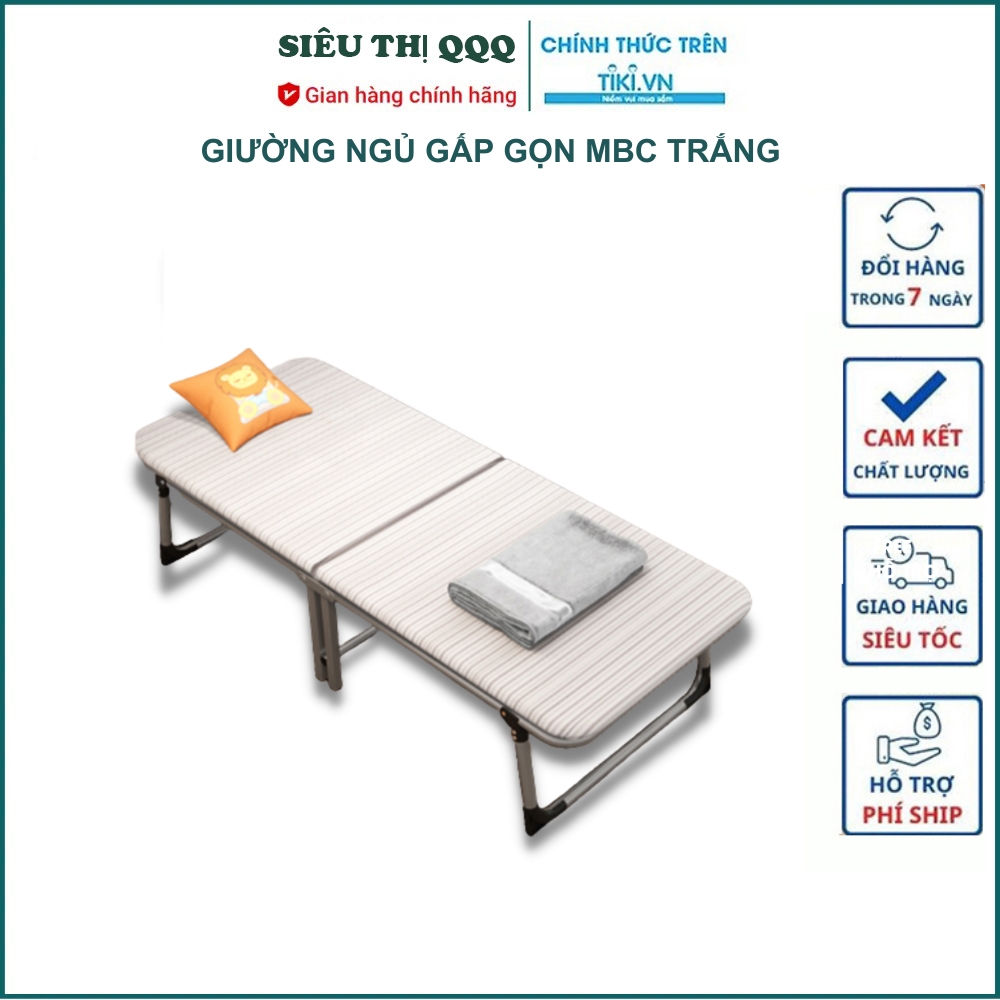 Giường gấp di động loại to MBC thiết kế thông minh chắc chắn có lớp đệm ngủ - Hàng chính hãng